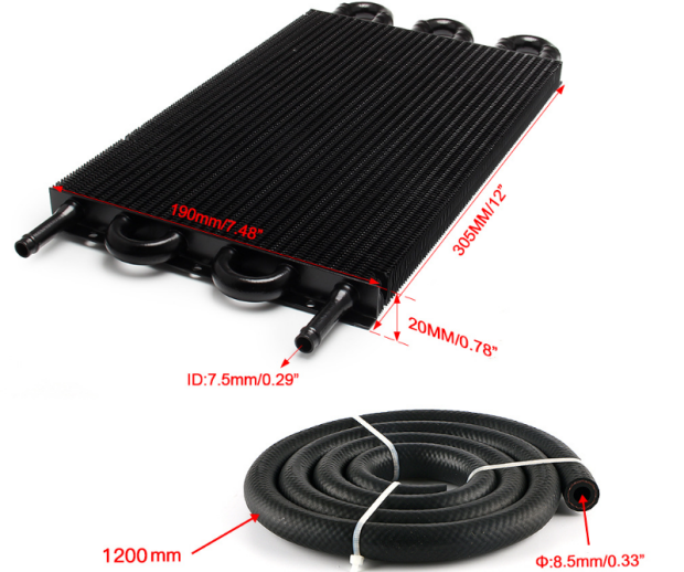 6 Pass Tube and Fin Transmission Cooler Universal 5/16" Oil Cooler Kit