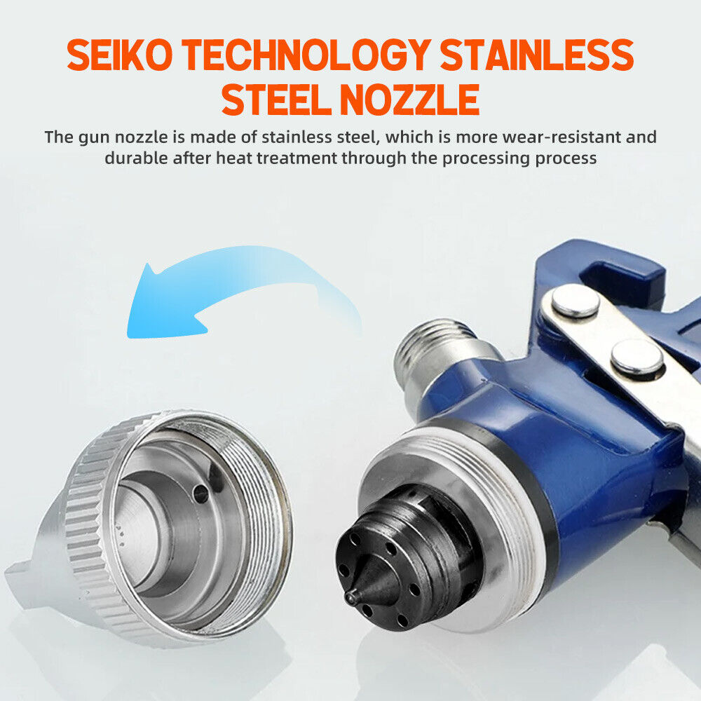 2Pcs HVLP Air Spray Gun Kit Pressure Paint Gravity Tool Blue Set