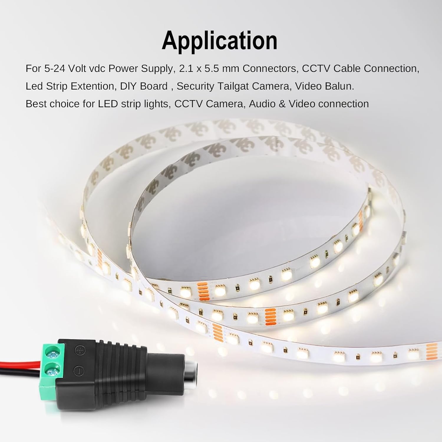10x 12V Jack Connection 5050 3528 Led Strip Light Connector Power Supply Adapter