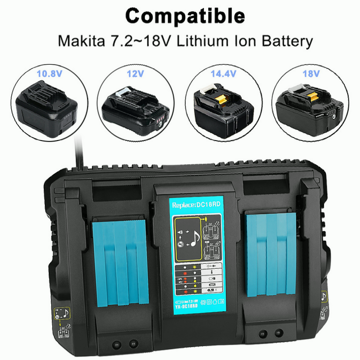 For Makita DC18RD Lithium LXT 14.4V-18V Fast Rapid Dual Port Charger - AU Plug