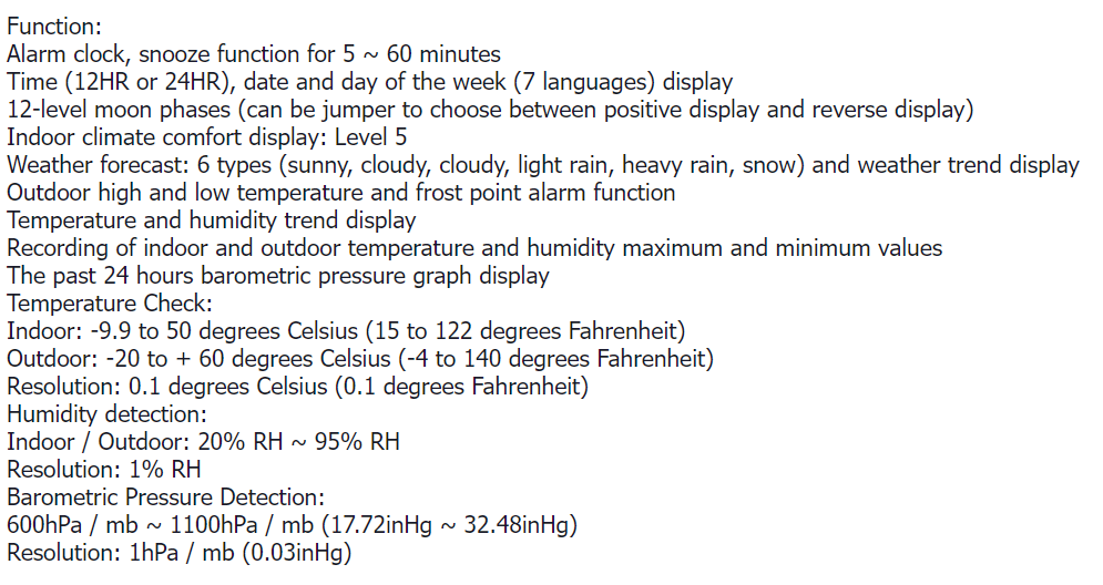 Wireless Digital LCD Weather Station Clock Calendar Thermometer