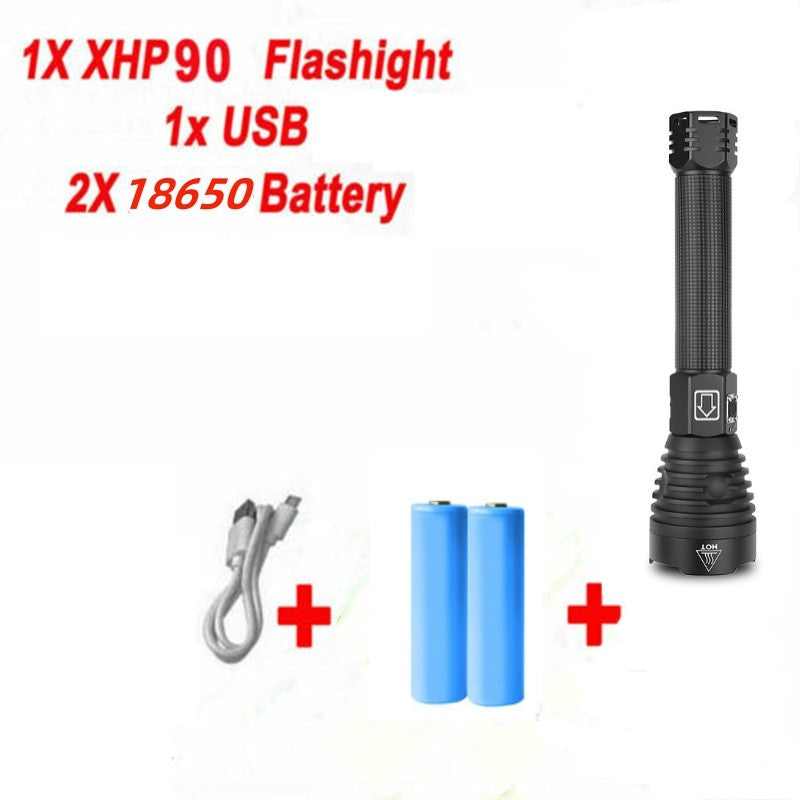 XHP90 3000LM Tactical 3 Mode Zoom Flashlight LED Hunting Torch