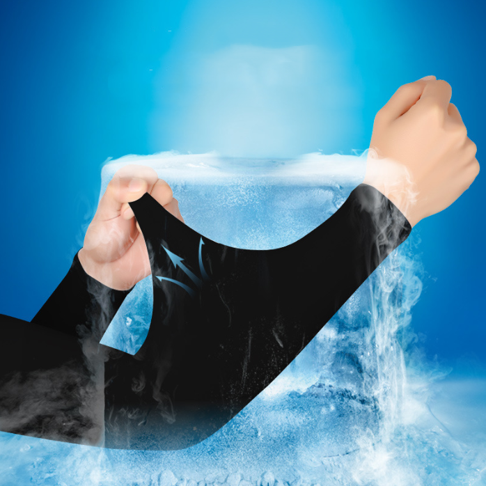 Black Cooling Sport Arm Sleeves Sun UV Protection Covers Cycling Golf Tennis