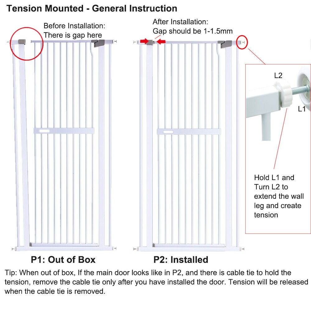 Extra Tall 150cm Pet Security Gate Safety Guard Adjustable Fit Width 76-82CM