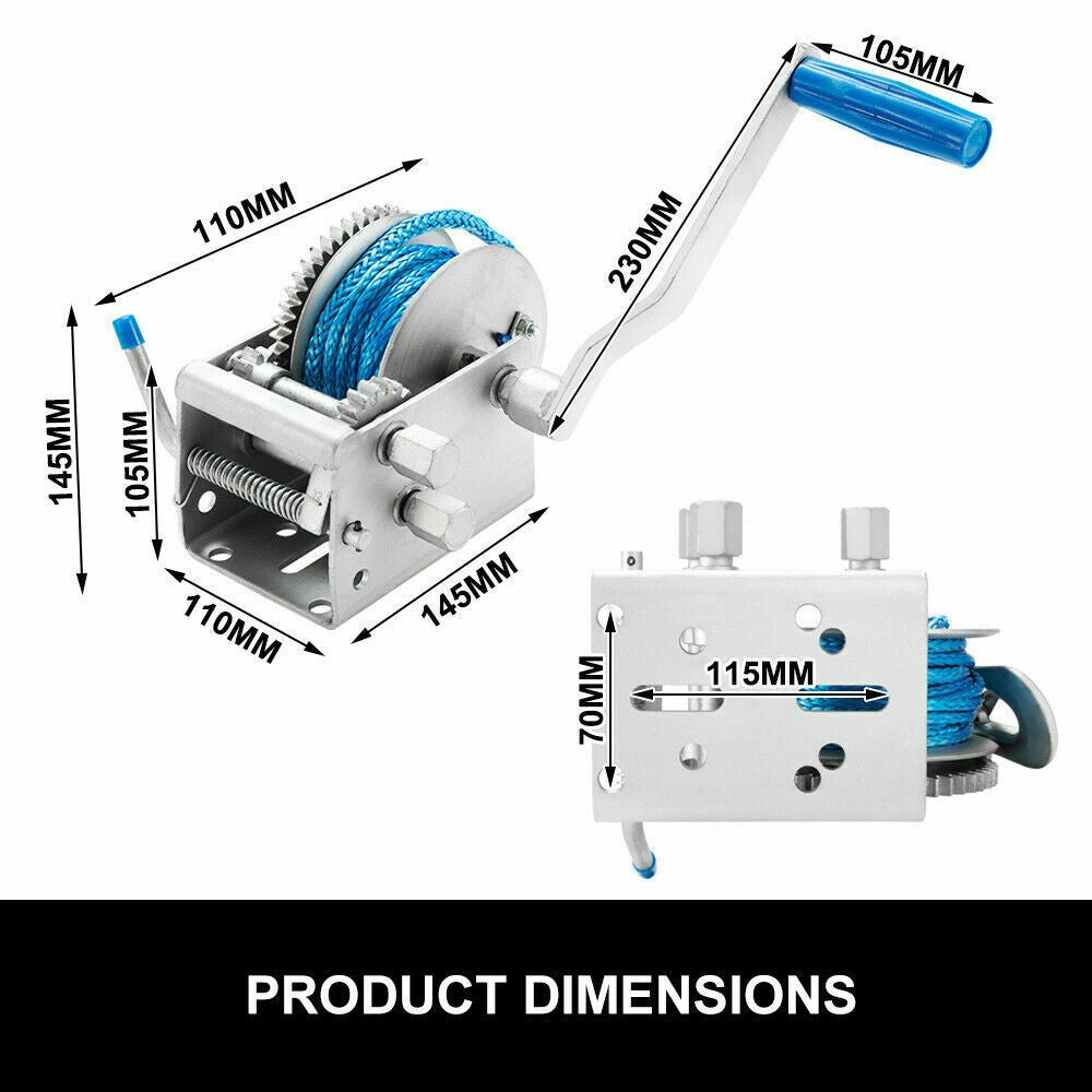 Hand Winch 2000KG/4408LBS Dyneema Rope Car Trailer
