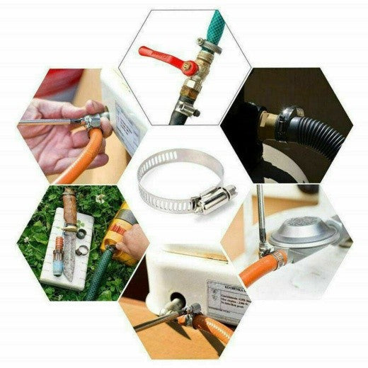 91pcs Stainless Steel Hose Clamps Clips Adjustable Range Worm Gear Pipe Clamp Kit