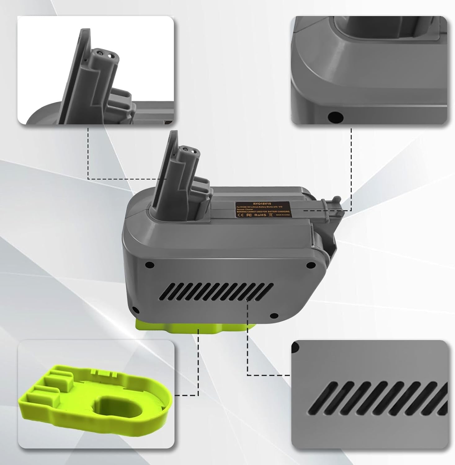 Adapter for Ryobi 18V Battery Convert to for Dyson V10 SV12 Battery Animal