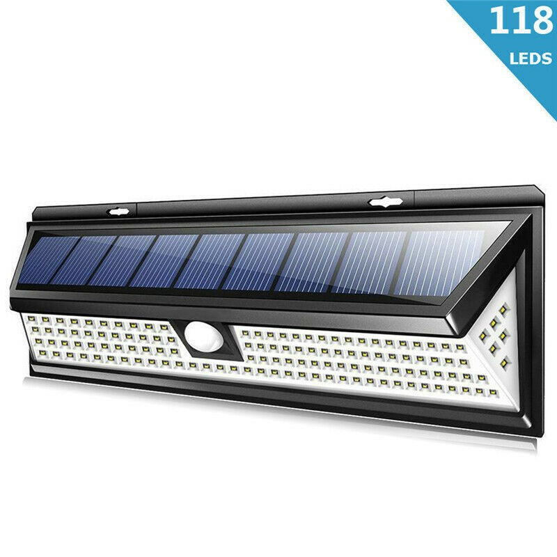 118 LED Solar Power PIR Motion Sensor Wall Light Outdoor Garden Lamp Waterproof