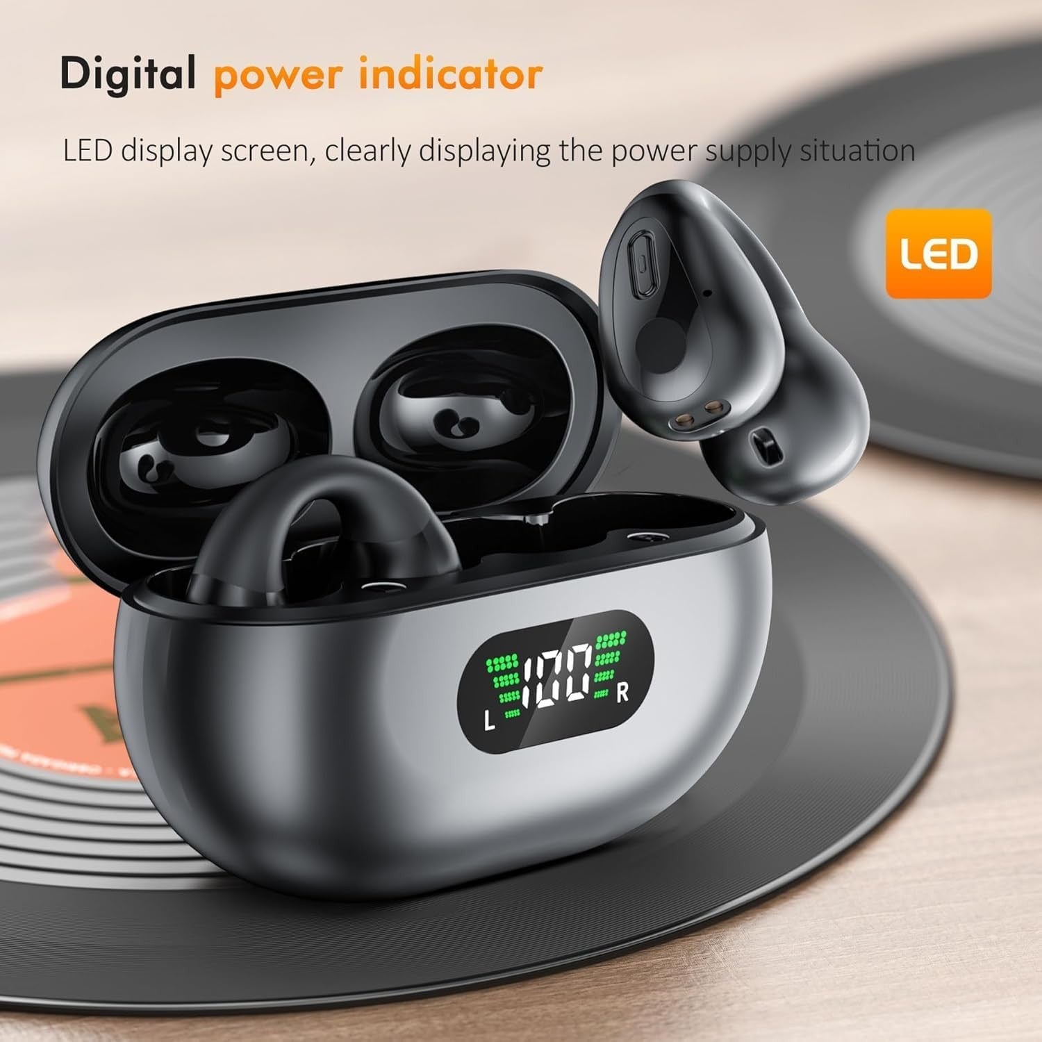 Open Ear Clip Headphones Wireless Earbuds Bluetooth Over Ear Buds Bone Conduction