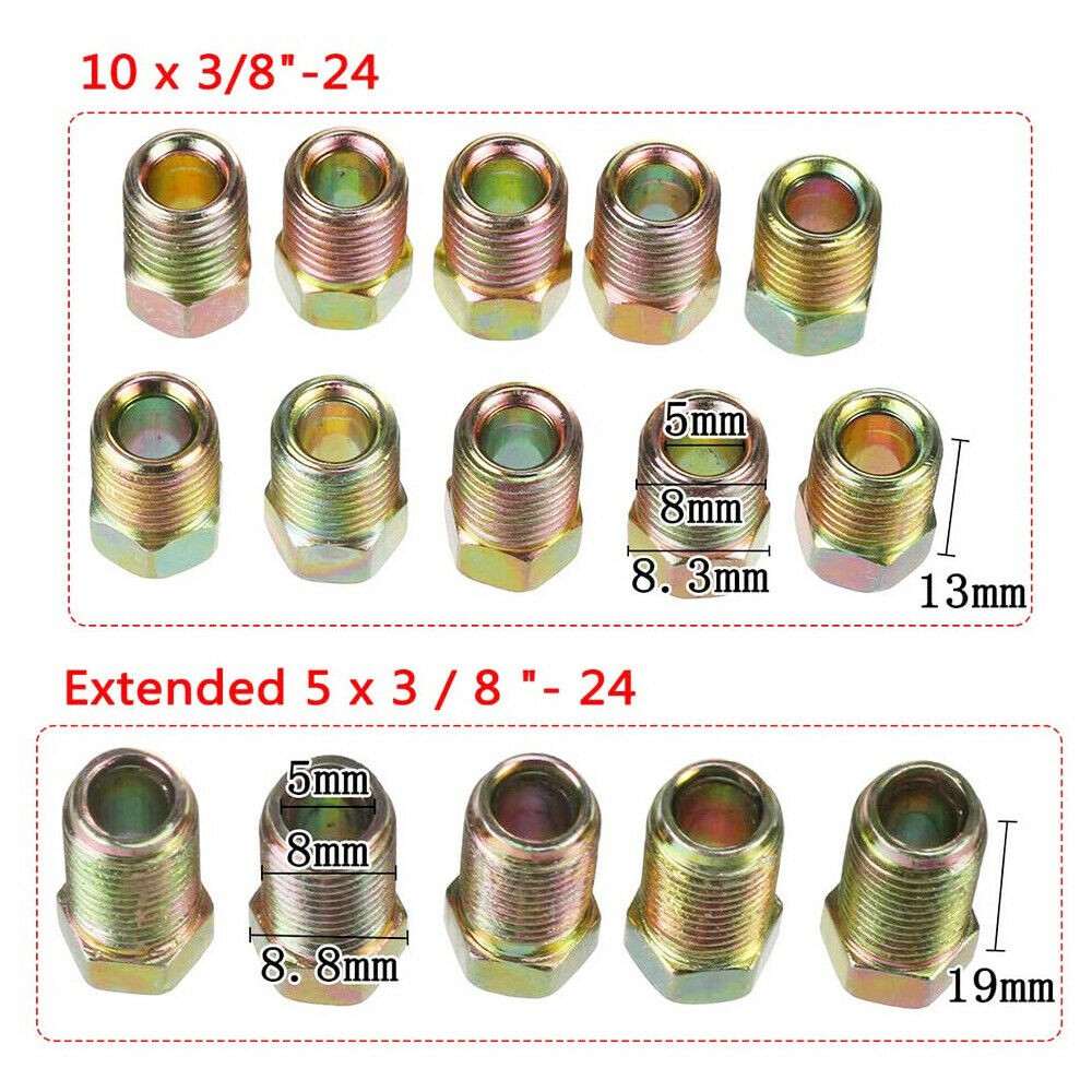 25Ft Roll Coil 3/16''OD Steel Zinc Brake Line Fuel Tubing Pipe Kit & 15 Fittings