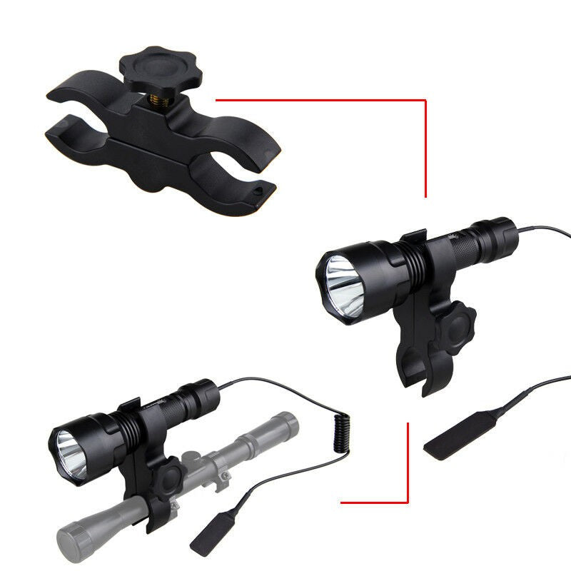 Green Tactical Green Flashlight Hunting Torch Light Camping Lamp Scope Gun Mount