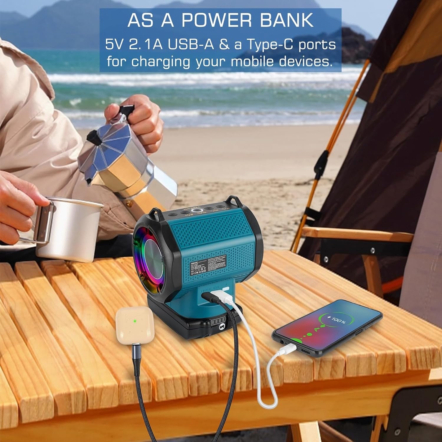 Bluetooth Speaker fits Makita 18V Battery (Battery Not Included)