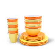 Melamine Dinnerware Set of 24 Pcs Dinner Dishes Set Bowls, Plates and Cups