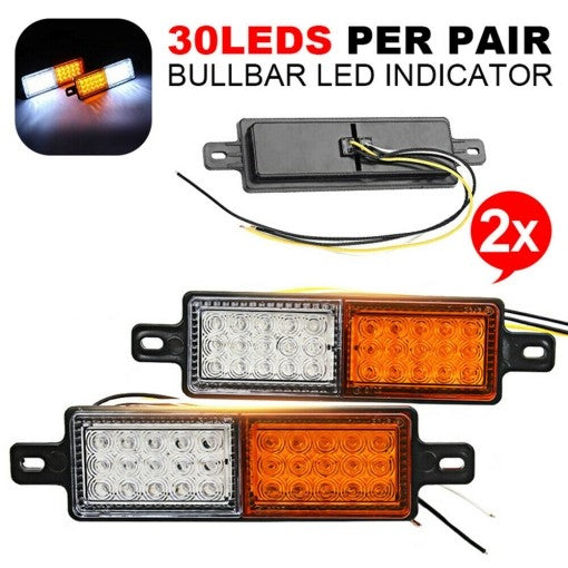 Pair LED Bullbar Indicator Tail Lights Front Park DRL Light
