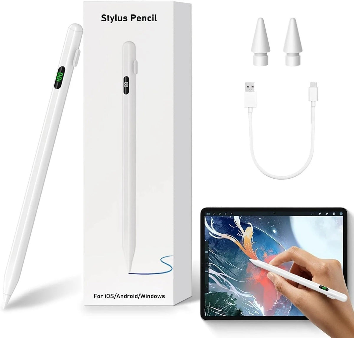 Universal Stylus Pen for iOS Android Windows iPad Samsung Tablet Power Display