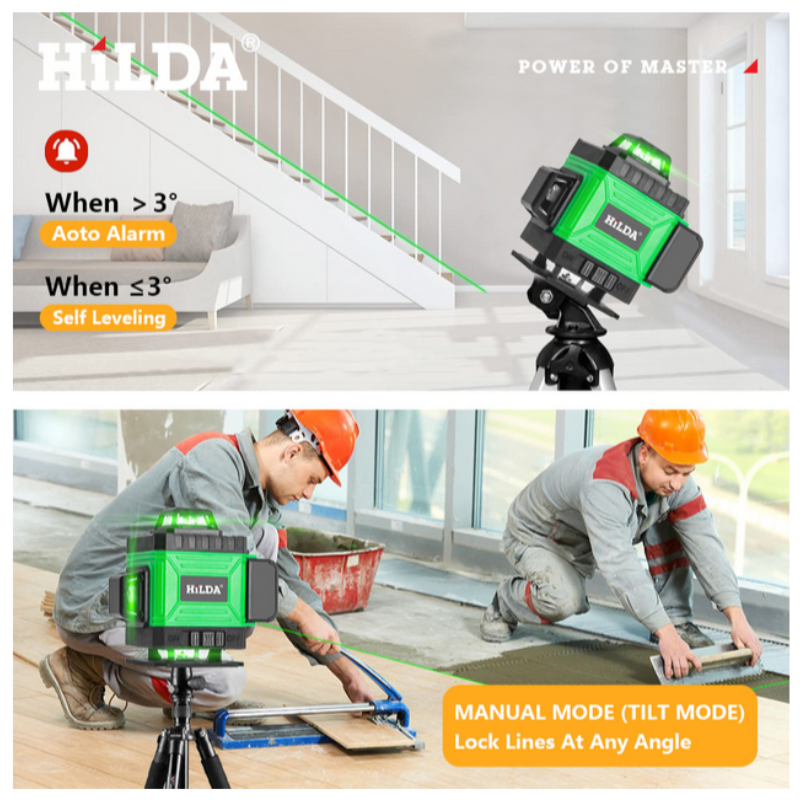 16 Line Green Laser Level Self Leveling 360 Horizontal Vertical Green Beam