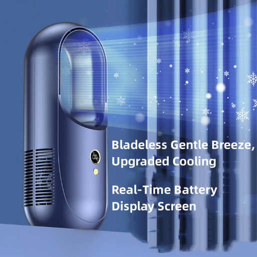 Bladeless Desk Fan Portable, Battery Operated with 6speeds, Quiet Cooling