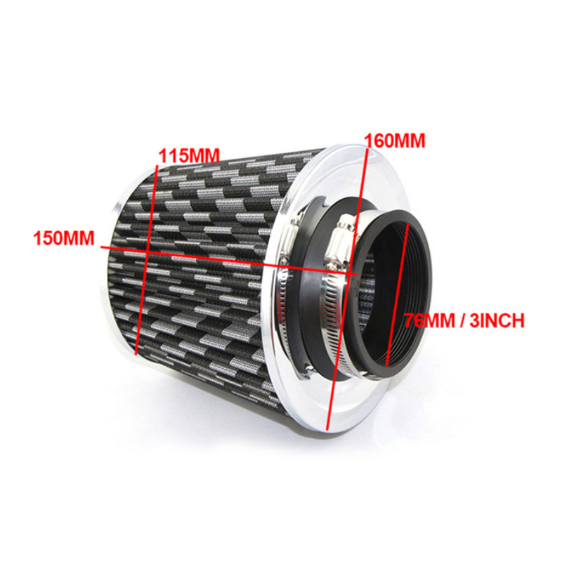 Universal 3'' Cold Air Intake Filter Car Aluminum Induction Kit Pipe Hose System