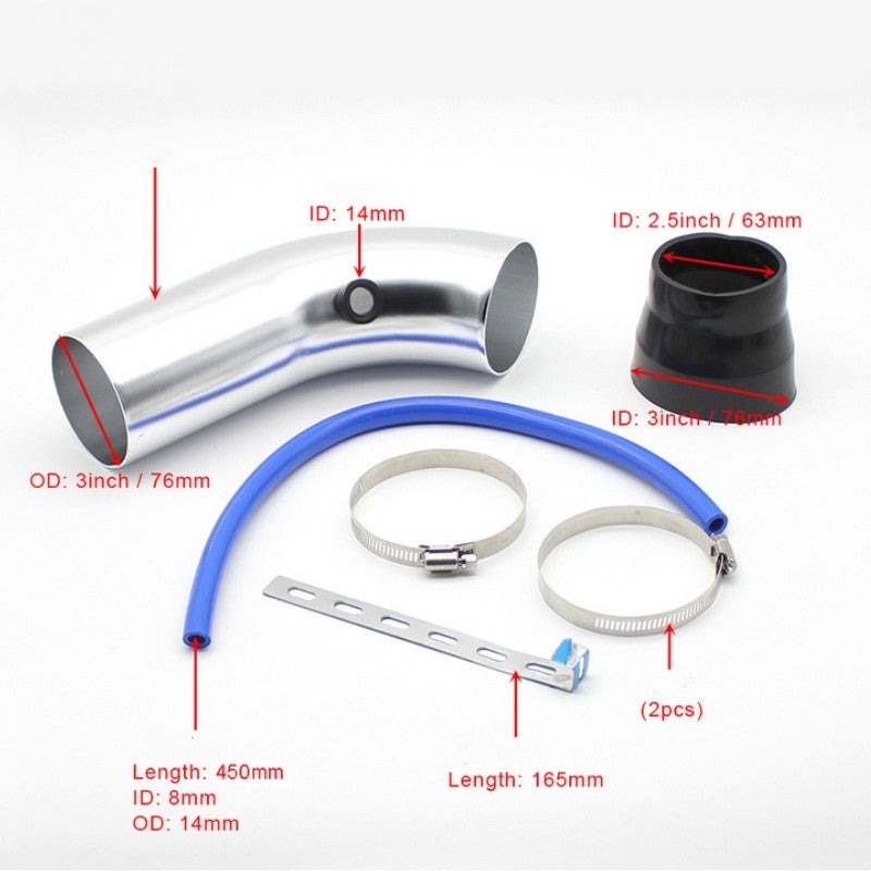 Universal 3'' Cold Air Intake Filter Car Aluminum Induction Kit Pipe Hose System