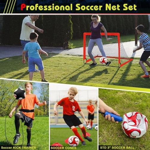 Red 2 Pack Kid Football Goals Pop Up Soccer Goals