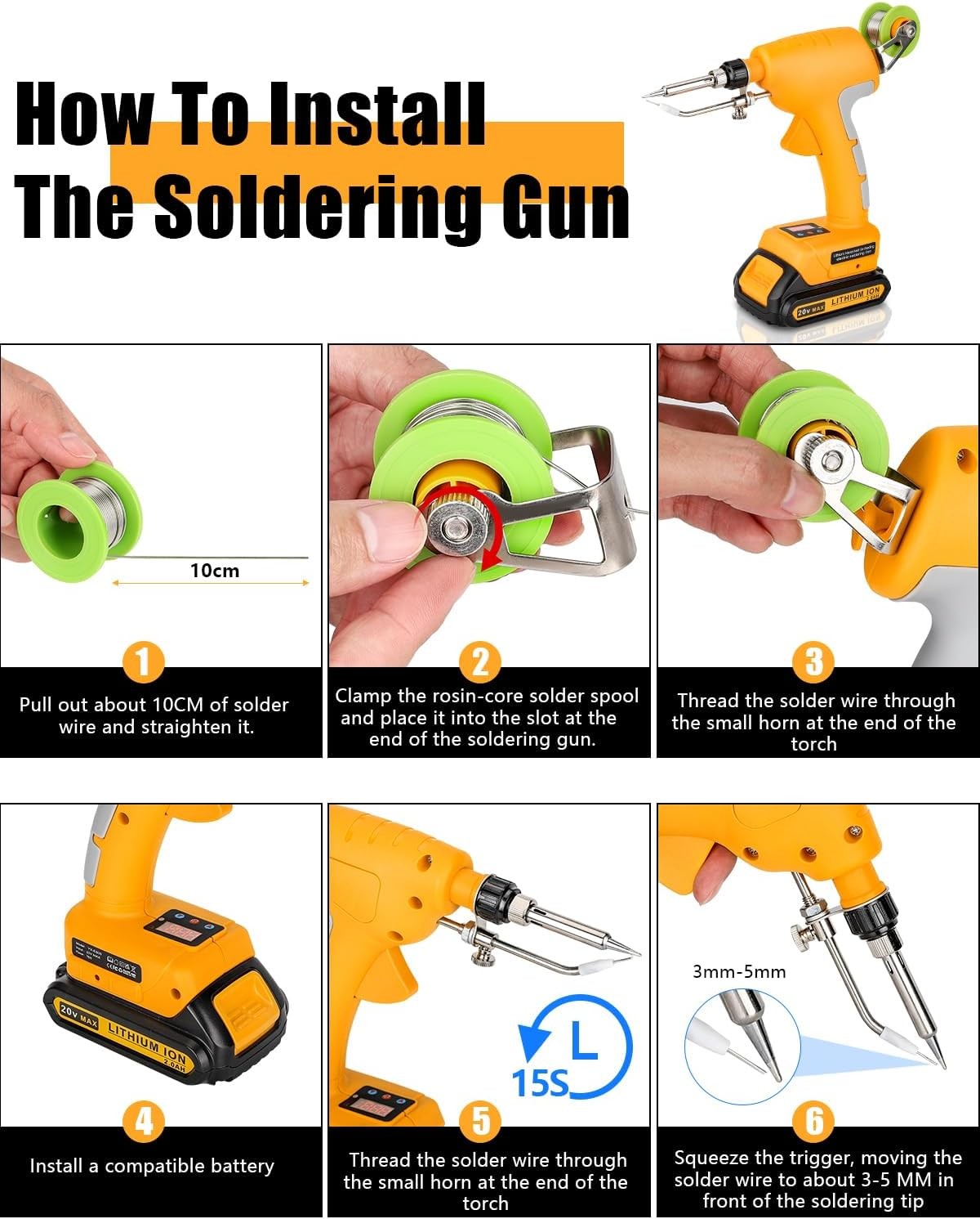 Soldering Iron Gun for Dewalt 18V Battery Cordless Soldering Iron Kit 75W