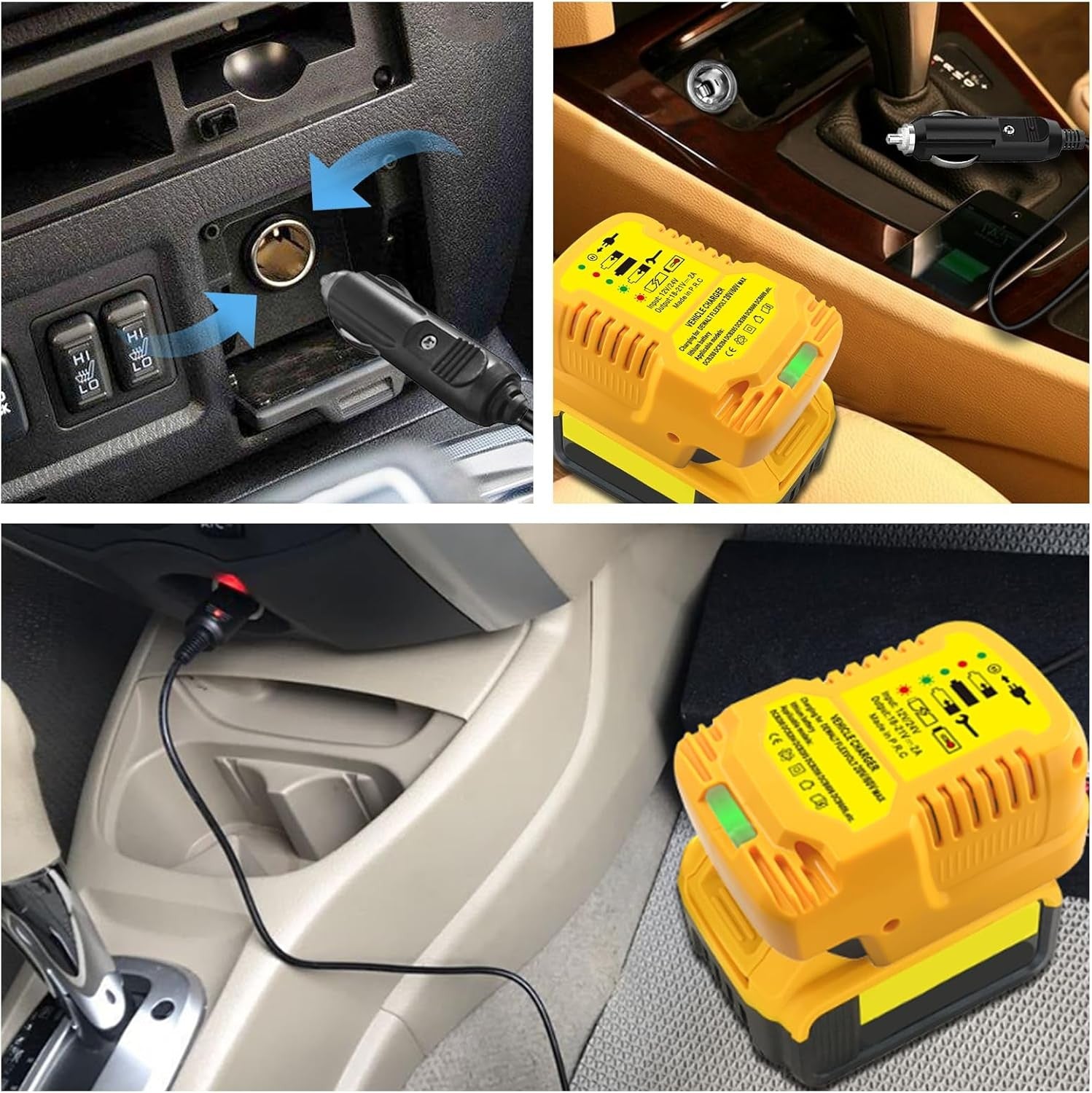 DCB112 Mini Car Charger for Dewalt 18V 20V Battery Car Charger Cigarette Lighter