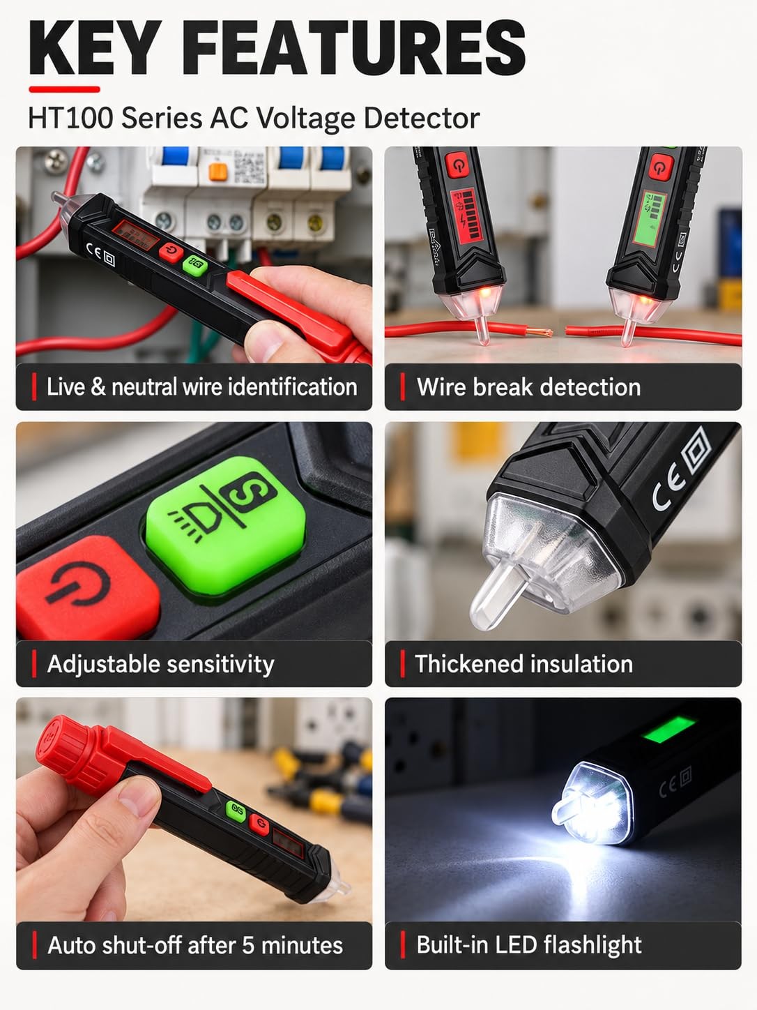 Voltage Tester Dual Range 12V-1000V / 48V-1000V Non Contact Electrical Tester