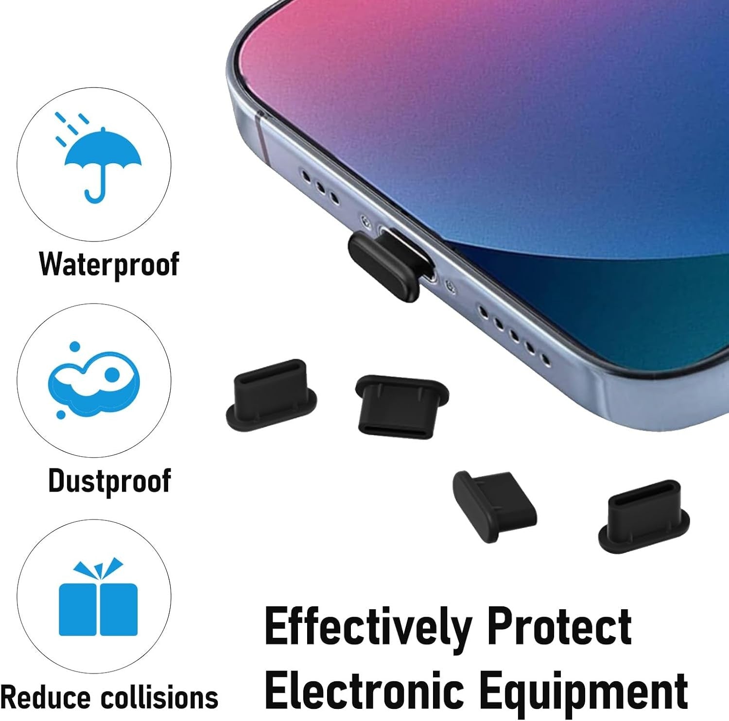 4x Silicone Type-C Dust Plug USB Charging Port Protector Phone Charger Cover Caps