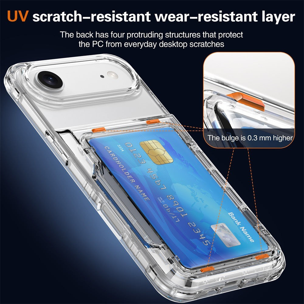 Clear Transparent Card Slots Back Holder Rugged Case For iPhone 17 Air