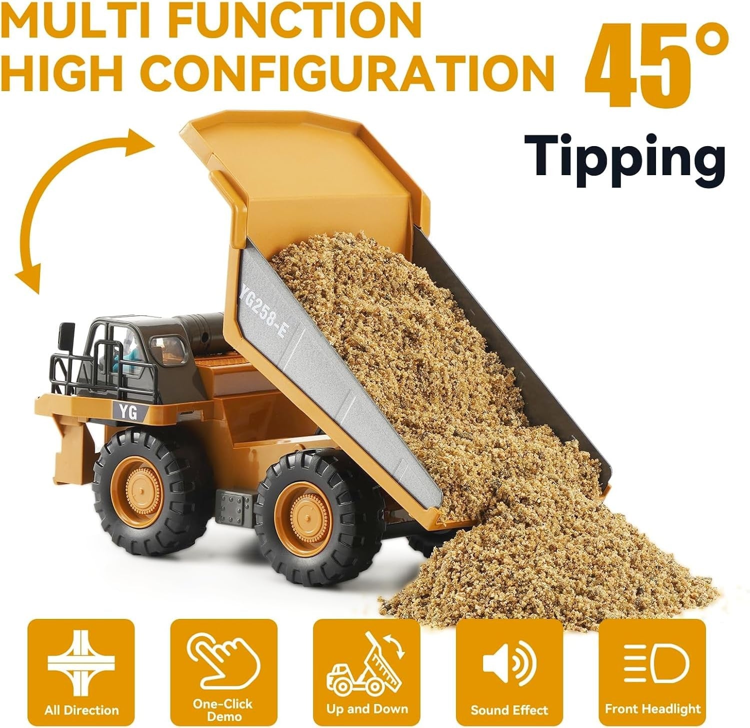 Remote Control Dump Truck Toys 9 Channel 2 Batteries RC Construction