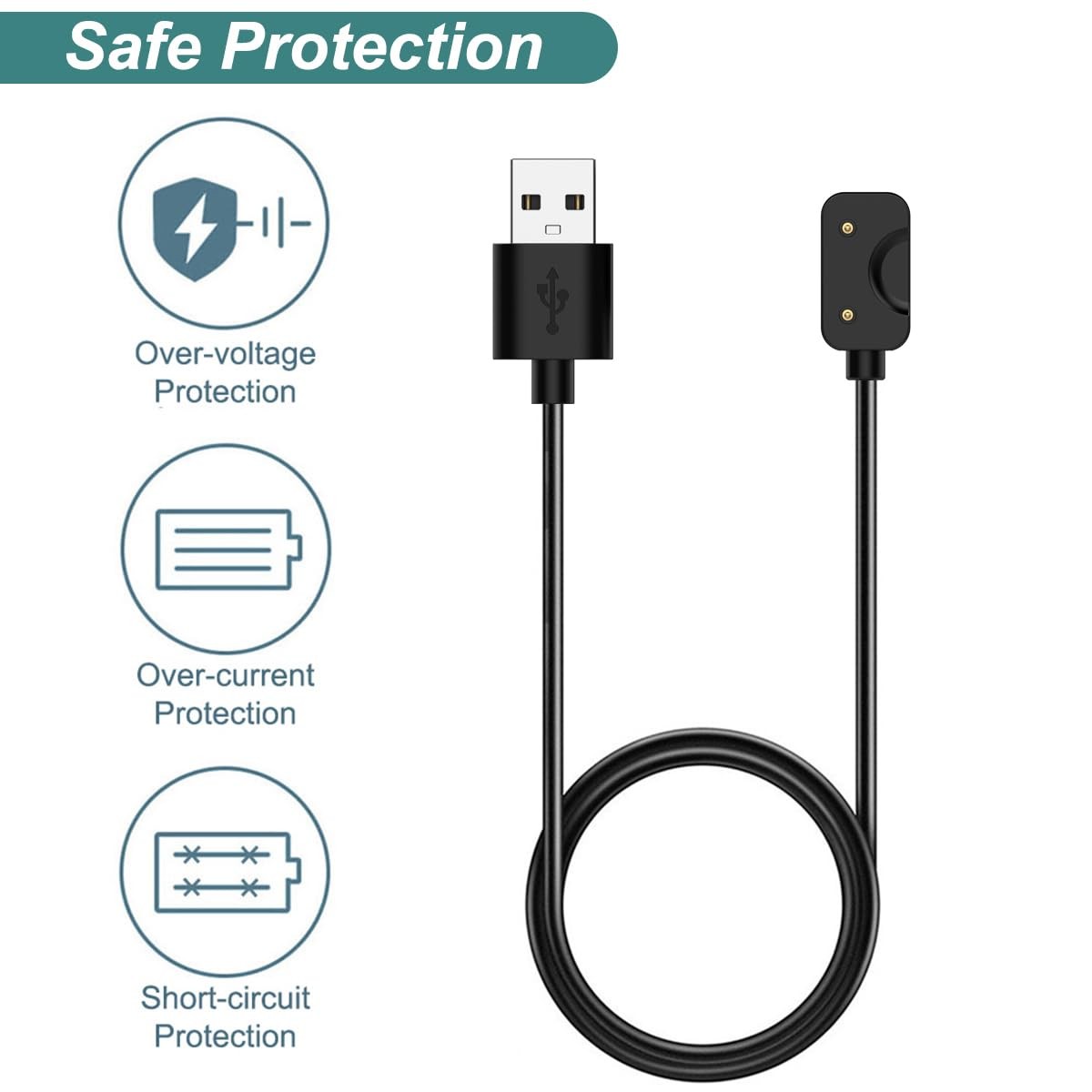 For Samsung Galaxy Fit 3 SM-R390 Magnetic Charger Charging Cable 100cm Dock