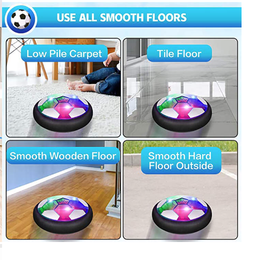Hover Soccer Ball Set, USB Rechargeable with LED Light and Inflatable Ball