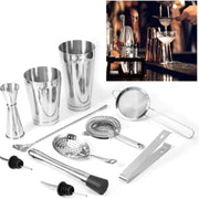 11PCS Bartender Kit Boston Cocktail Shaker Bar Set Maker Mixer