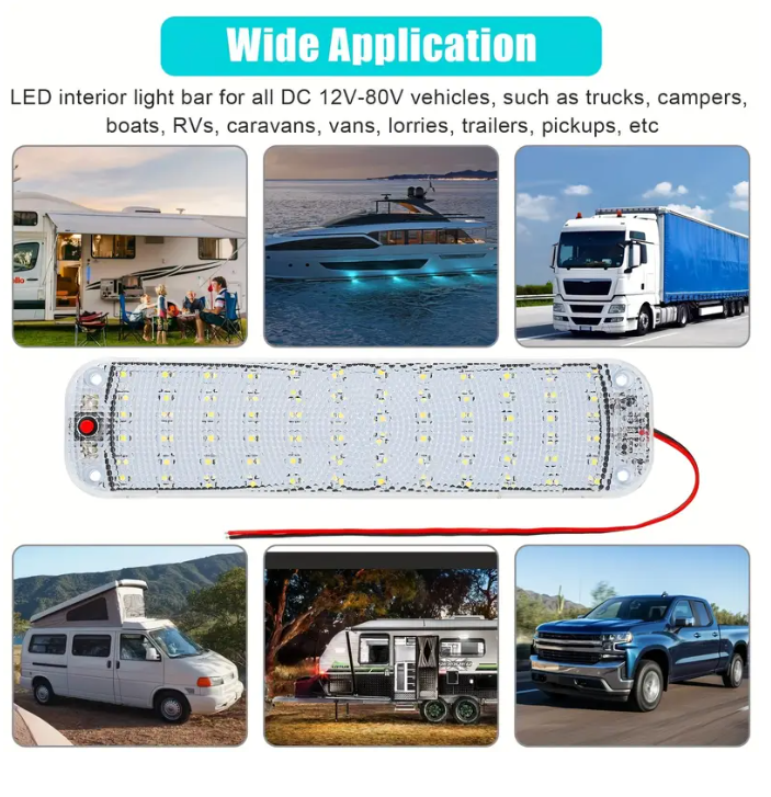 12V LED Car Interior Lights Roof Doom Light White Camper Van Boat Caravan