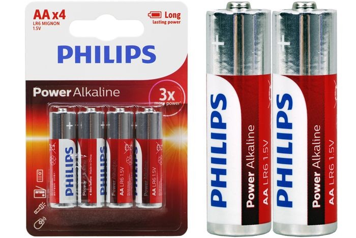 Philips AA Alkaline Batteries 1.5V LR6 4 Pack