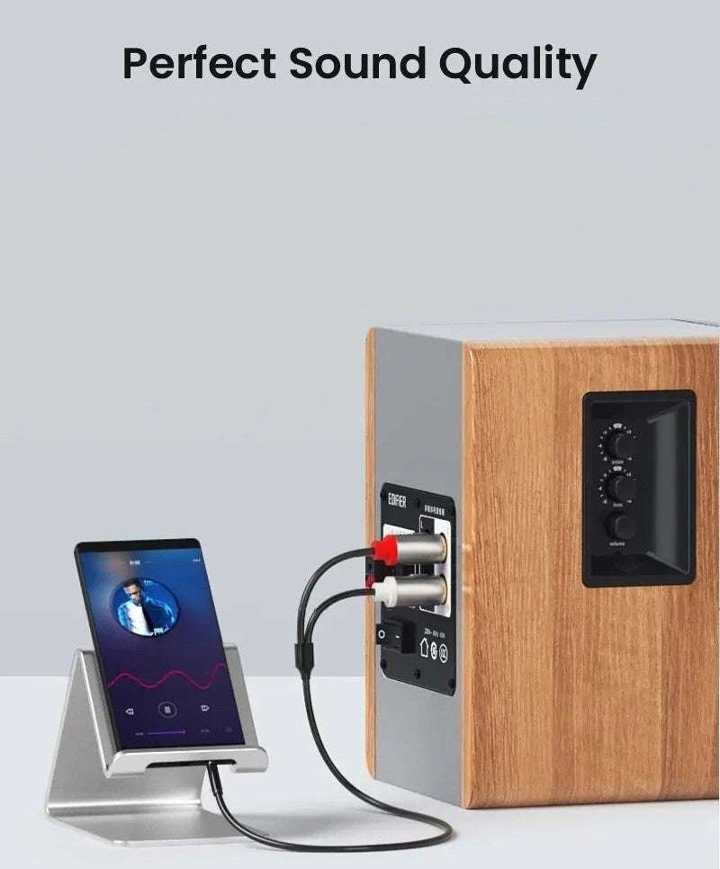 3.5mm Stereo Jack to 2x RCA Plugs Male to Male Aux Audio Cable Adapter 3M