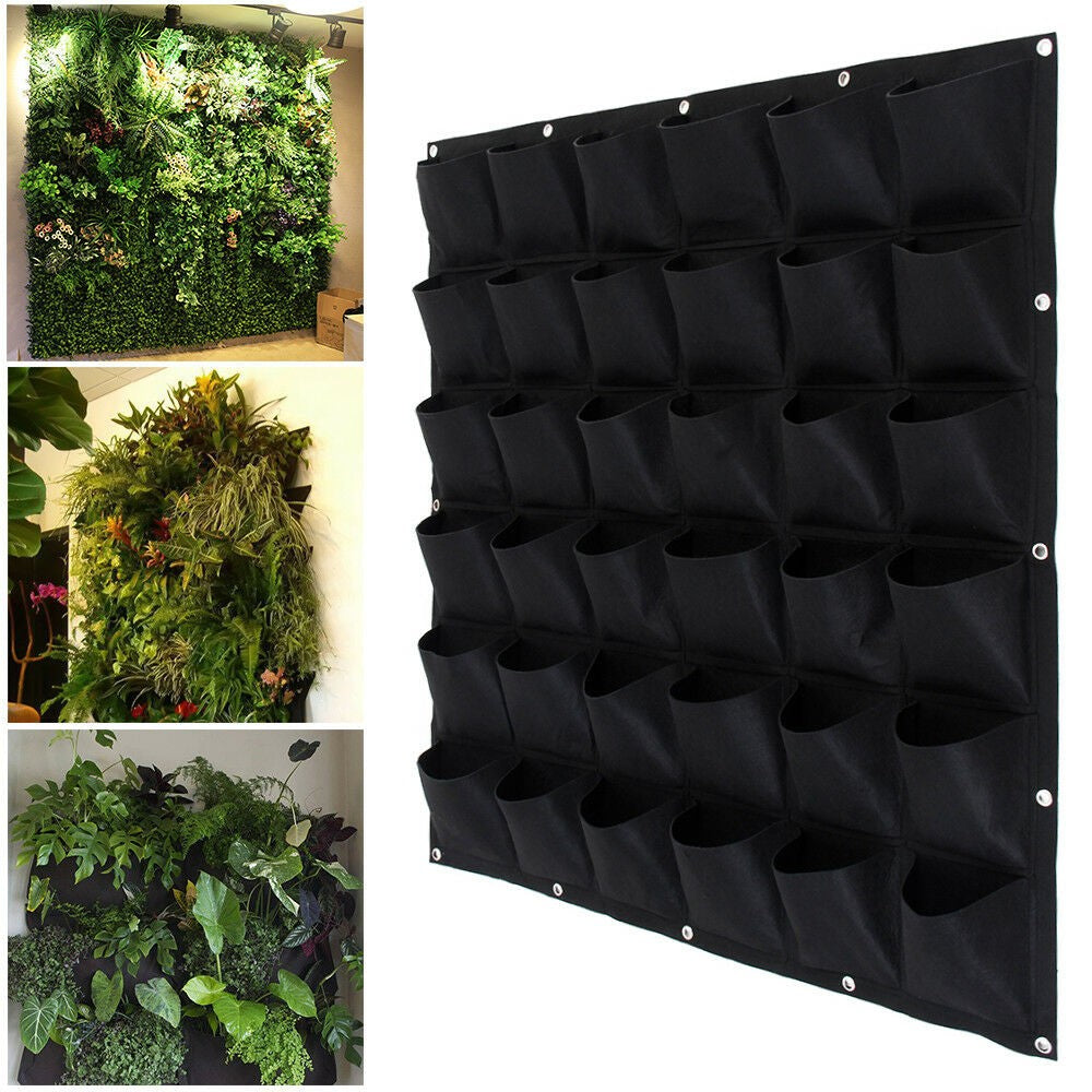 36 Pocket Planting Bag Garden Wall Hanging Planter Outdoor Vertical for Herb Pot
