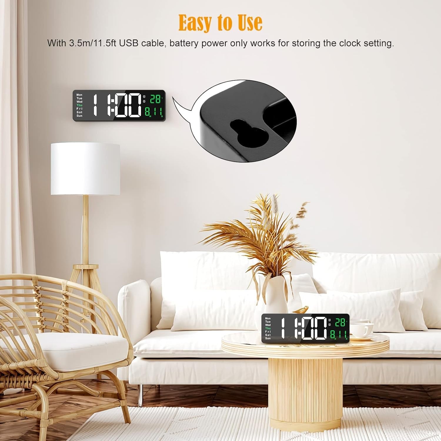 16" Large Digital Wall Clock
