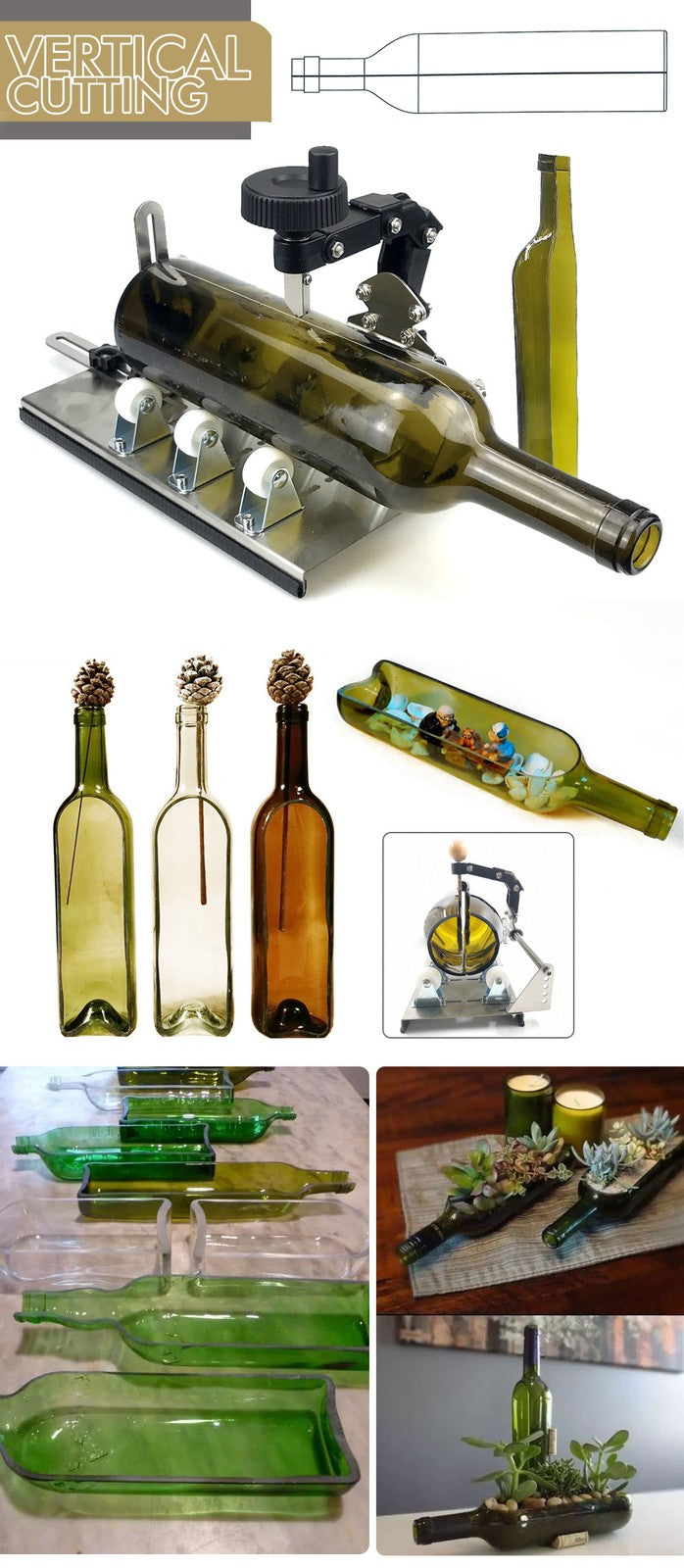 Easy To Use DIY Glass Bottle Cutting Tool Set For Round Square Oval Items