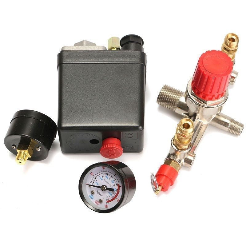 Air Compressor Pressure Switch Control Valve Manifold Gauges Regulator 90-120PSI