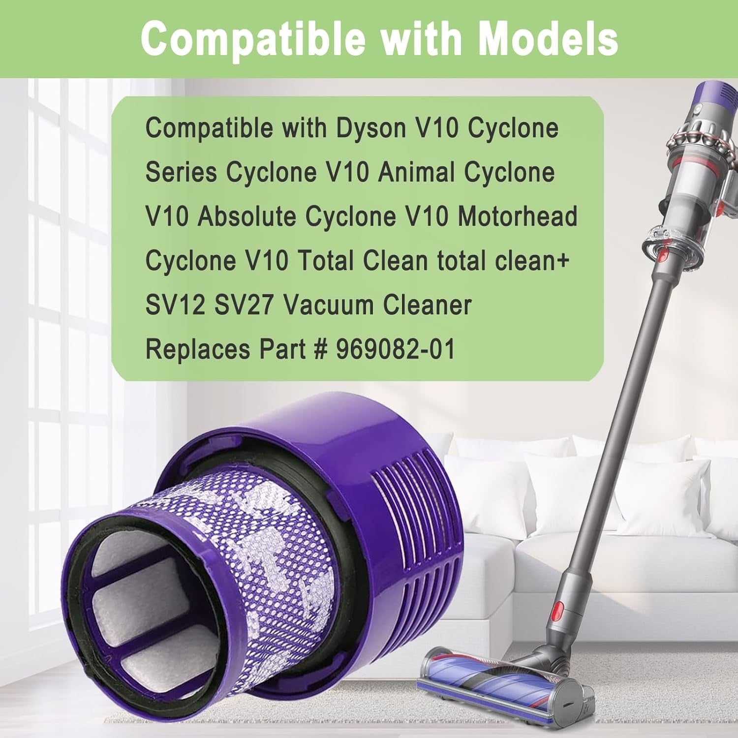 2PCS Vacuum Filter for DYSON V10 series Cyclone Absolute Animal SV12