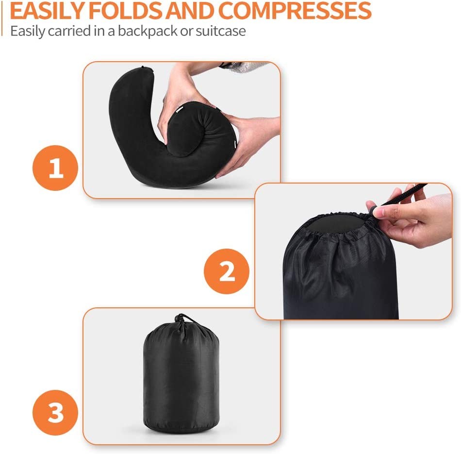 Memory Foam Travel Pillow Neck Support Earplugs Eye Mask