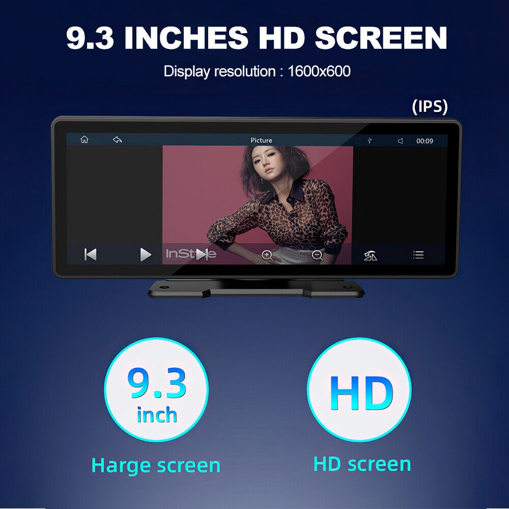 9" Portable Wireless Apple Carplay Android Car Stereo