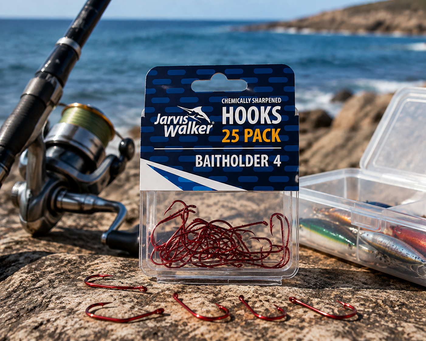 Jarvis Walker Baitholder Hooks Size 4, 2 Pack Fishing Hooks Bait Tackle Gear