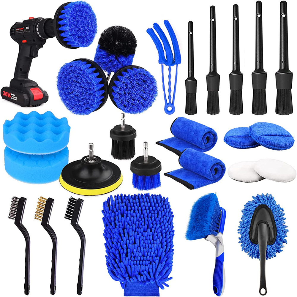 26Pcs Car Detailing Brush Set Car Detailing Kit Auto Detailing Drill Brush Set