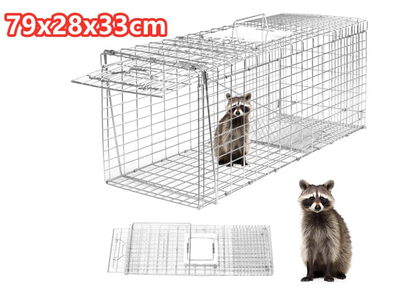 Animal Trap Cage Folding Humane Live Catch Possum Fox Rat Cat Rabbit Bird