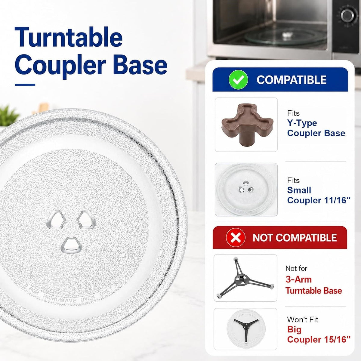 245mm Microwave Plate Oven Turntable Parts Food Heating Glass Tray