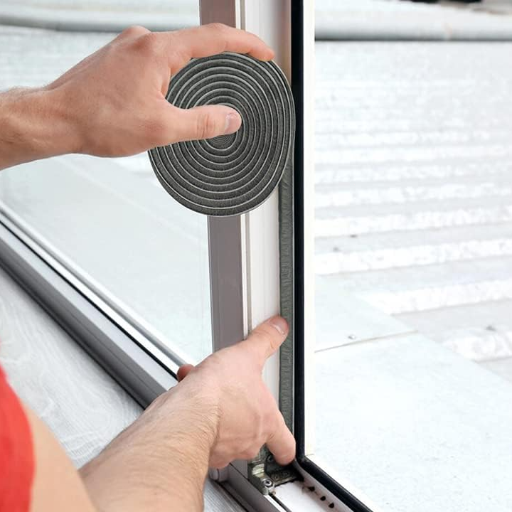 10M 9*9mm Self-adhesive Weather Draught Excluder Brush Strip Window Door Seal Tape