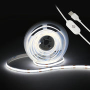 2Meter USB LED Light Strip 6000K-6500K Cool White COB LED Strip Lights 5V LED Strip