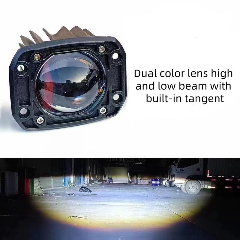 2PCS 9-30V Automotive DRL Light White and Yellow LED Fog Lens Spotlight